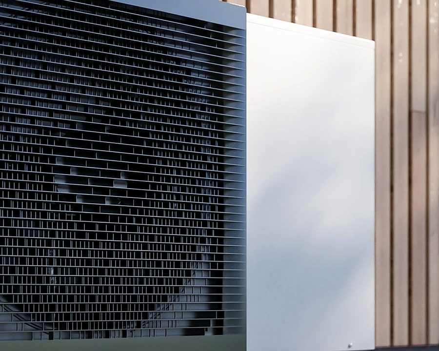 Unité extérieure Daikin, grille du ventilateur qui aspire l’air